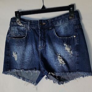 Hering Jeans Size 38/28 Distressed Jean Shorts 100% Cotton